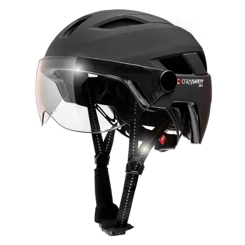 E-bike Helm Für Erwachsene| Schwarz Mit Visier|Crazy Safety |EN1078 Zertifiziert 1 E-bike Helm Für Erwachsene| Schwarz Mit Visier|Crazy Safety |EN1078 Zertifiziert