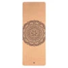 Yogamatte Kork MANDALA Bicolor, Zweifarb. Druck Dunkelbraun/türkis