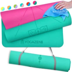 YOGAZEN Yogamatte TPE Dick Breit Rutschfest Frühlingsgrün Und Lavendel Mauve